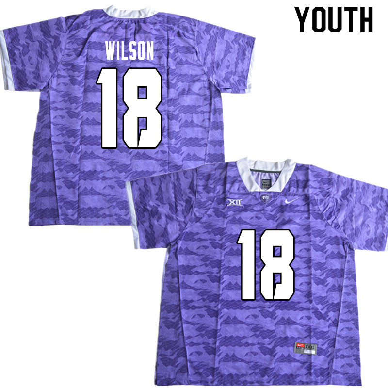 Youth #18 Ben Wilson TCU Horned Frogs College Football Jerseys Sale-Limited Purple